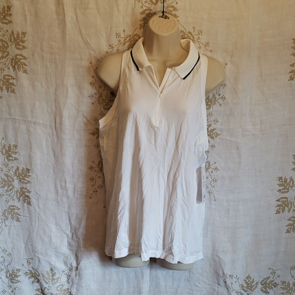 Athleta White Sleeveless Polo Top